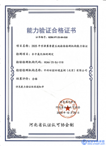 2025年水中氯化物能力验证合格证书